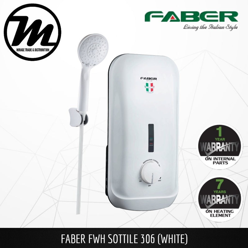 FABER Instant Water Heater FWH Sottile 306 (WH) without pump - Mirage Trade & Distribution