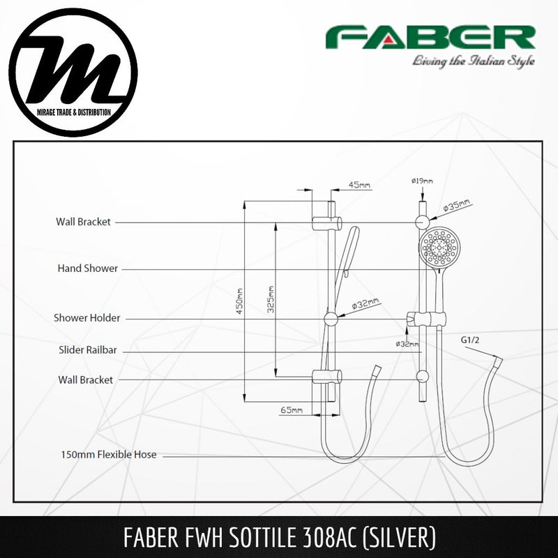 FABER Instant Water Heater FWH Sottile 308AC (SV) - Mirage Trade & Distribution
