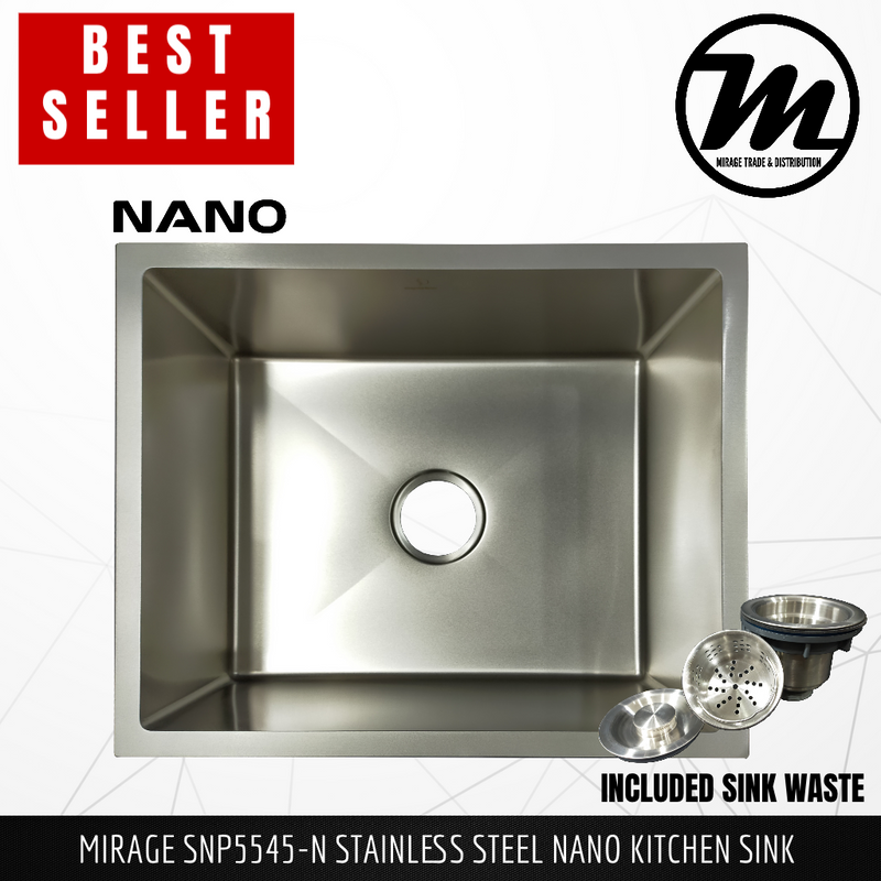 MIRAGE Stainless Steel Kitchen Nano Sink SNP5545-N - Mirage Trade & Distribution