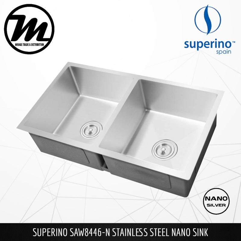 SUPERINO Stainless Steel SUS202 NANO GREY Kitchen Sink SAW8446-N - Mirage Trade & Distribution