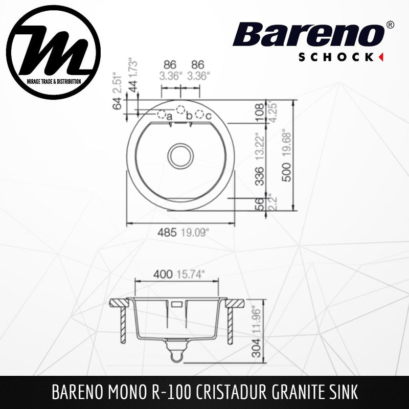 SCHOCK Granite Sink Cristadur Mono R-100 - Mirage Trade & Distribution
