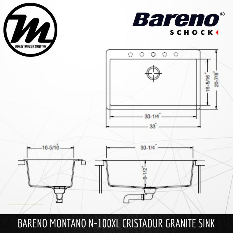 SCHOCK Granite Sink Cristadur Montano N-100XL - Mirage Trade & Distribution