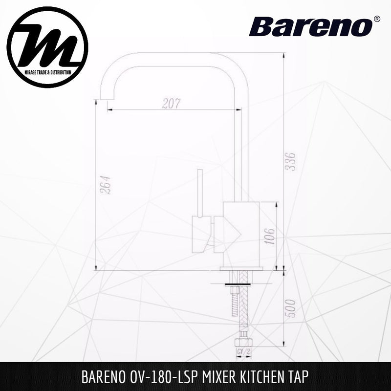 BARENO PLUS Pillar Sink Mixer OV-180-LSP - Mirage Trade & Distribution
