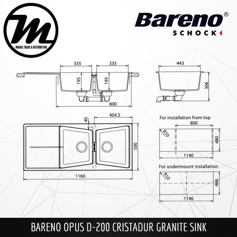 SCHOCK Granite Sink Cristadur Opus D-200 - Mirage Trade & Distribution