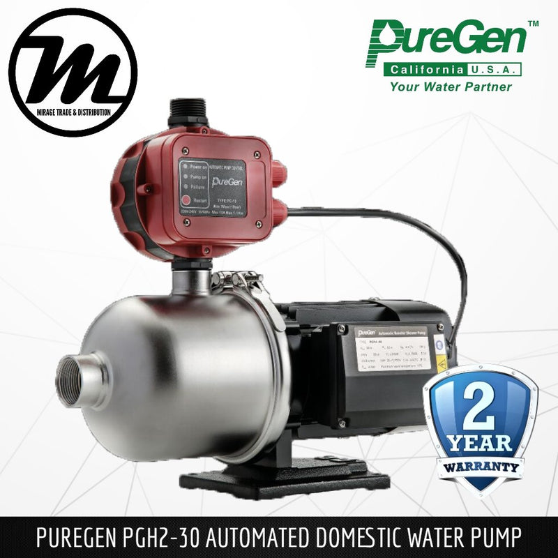 [ PUREGEN ] WATER PUMP PGH2-30 with Dry Run Function and 2 Year Warranty - Mirage Trade & Distribution