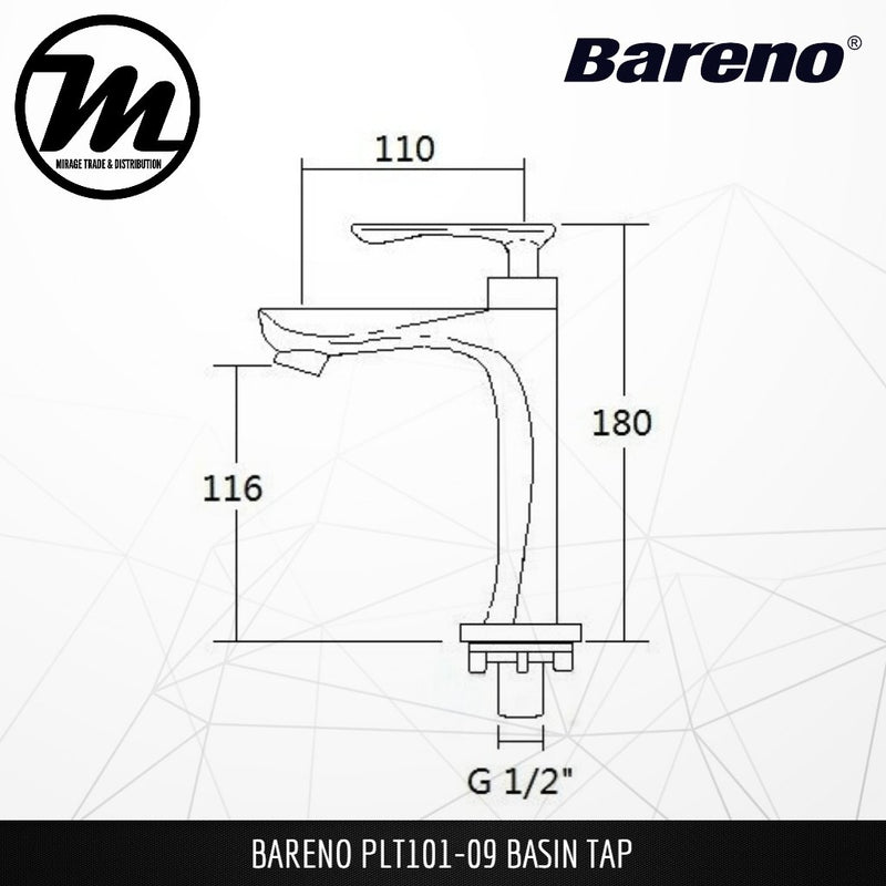BARENO PLUS Pillar Basin Tap PLT101-09 - Mirage Trade & Distribution