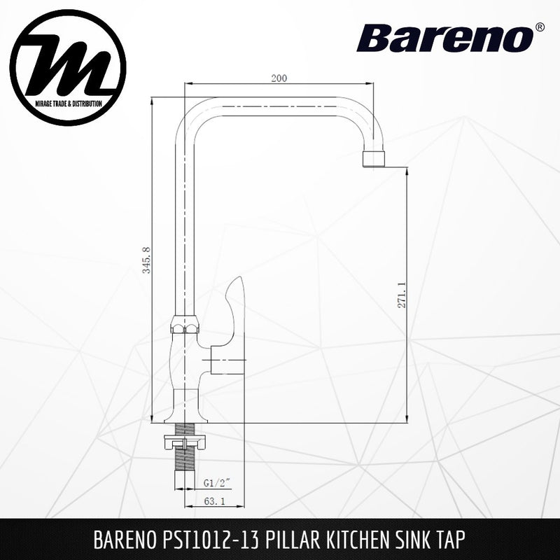 BARENO PLUS Pillar Sink Tap PST1012-13 - Mirage Trade & Distribution