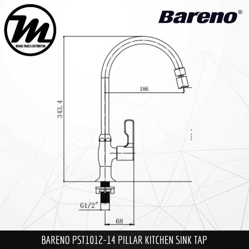 BARENO PLUS Pillar Sink Tap PST1012-14 - Mirage Trade & Distribution