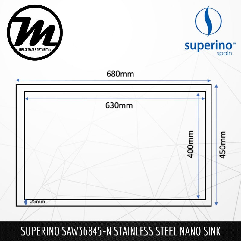SUPERINO Stainless Steel SUS304 NANO GREY Sink SAW36845-N - Mirage Trade & Distribution