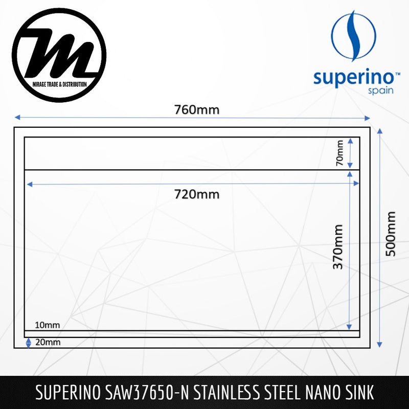SUPERINO Stainless Steel SUS304 NANO BLACK Kitchen Sink SAW37650-NB - Mirage Trade & Distribution