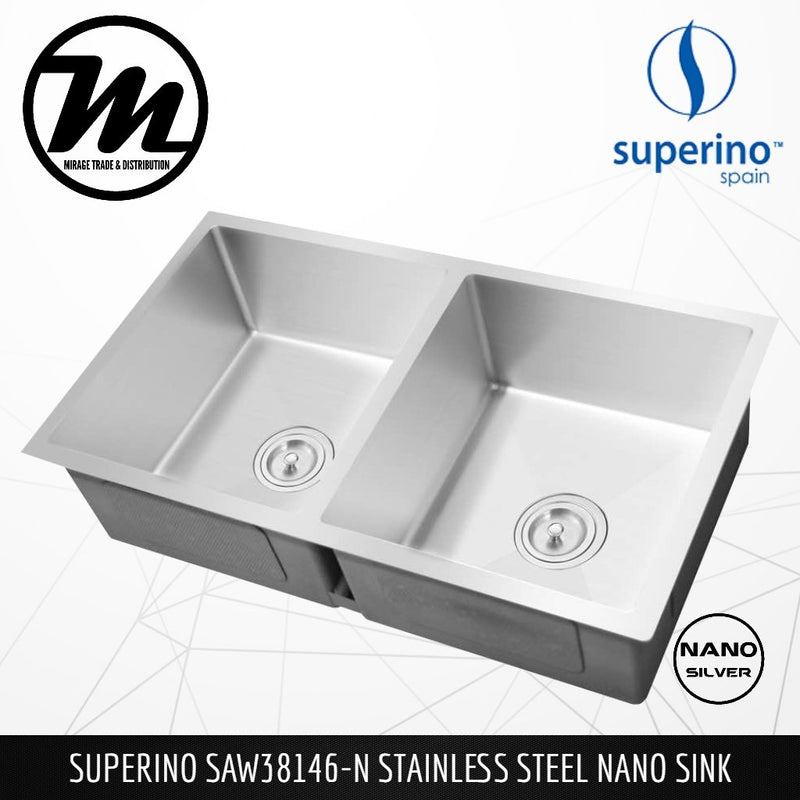 SUPERINO Stainless Steel SUS304 NANO GREY Sink SAW38146-N - Mirage Trade & Distribution