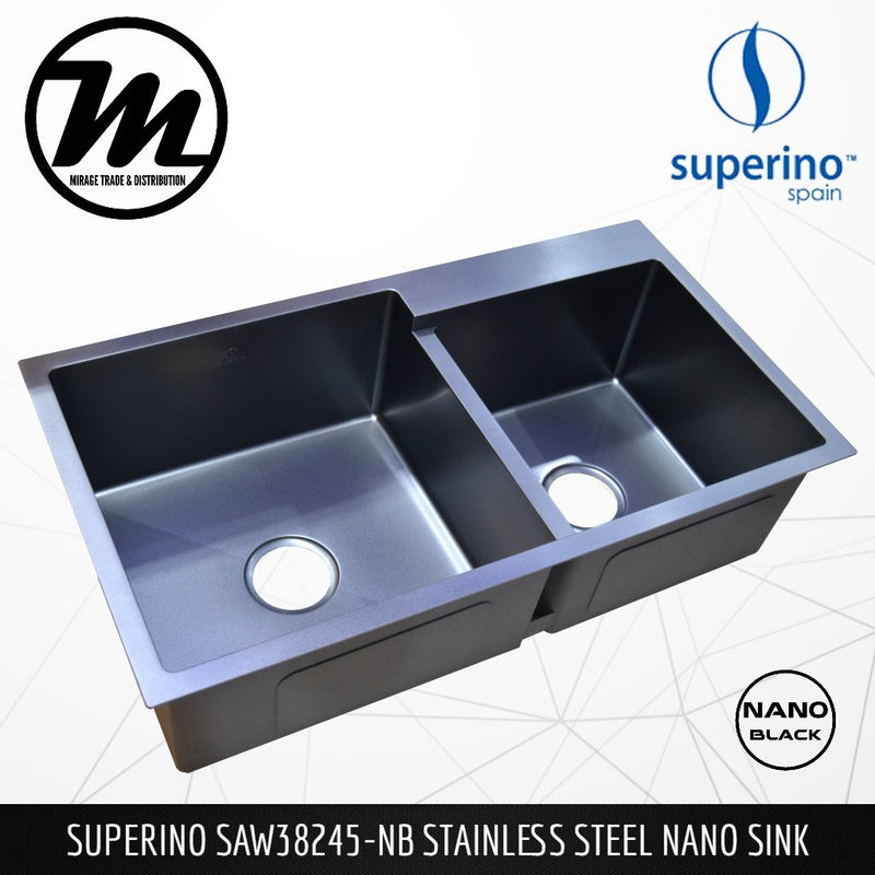 SUPERINO Stainless Steel SUS304 NANO BLACK Kitchen Sink SAW38245-NB - Mirage Trade & Distribution