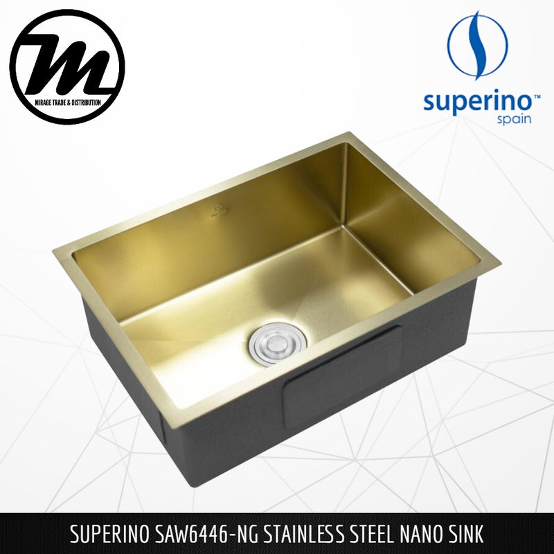 SUPERINO Stainless Steel SUS202 NANO GOLD Kitchen Sink SAW6446-NG - Mirage Trade & Distribution