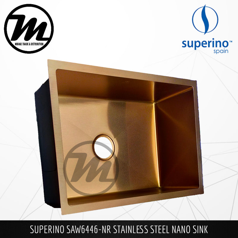 SUPERINO Stainless Steel SUS202 NANO ROSE GOLD Kitchen Sink SAW6446-NR - Mirage Trade & Distribution
