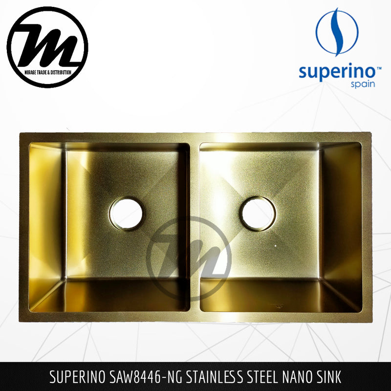 SUPERINO Stainless Steel SUS202 NANO GOLD Kitchen Sink SAW8446-NG - Mirage Trade & Distribution