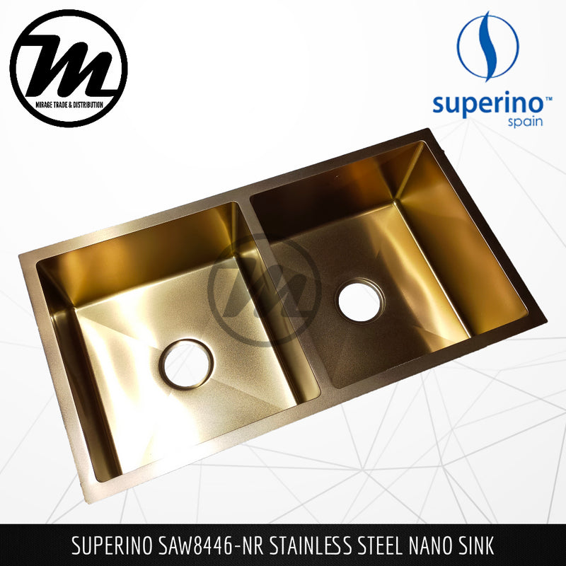 SUPERINO Stainless Steel SUS202 NANO ROSE GOLD Kitchen Sink SAW8446-NR - Mirage Trade & Distribution