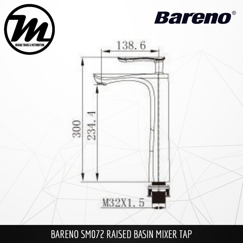 BARENO PLUS Raised Basin Mixer SM-072 - Mirage Trade & Distribution
