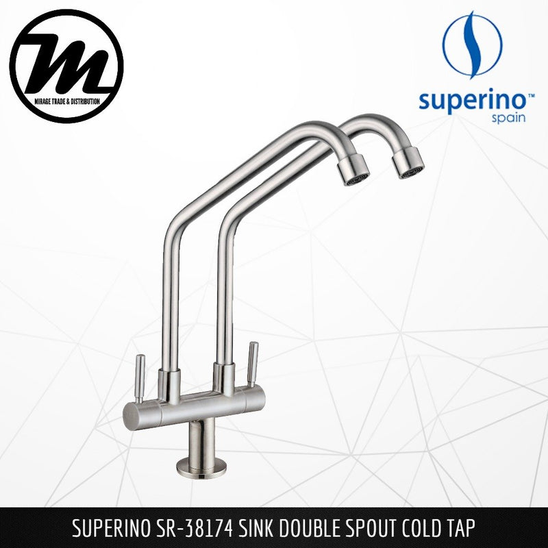 SUPERINO Double Spout Pillar Sink Tap SR38174 - Mirage Trade & Distribution
