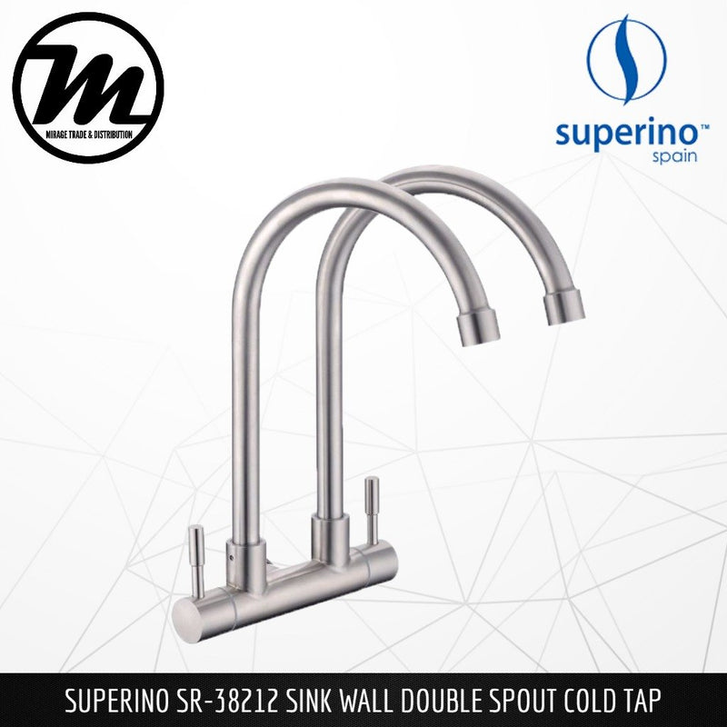 SUPERINO Double Spout Wall Sink Tap SR38212 - Mirage Trade & Distribution