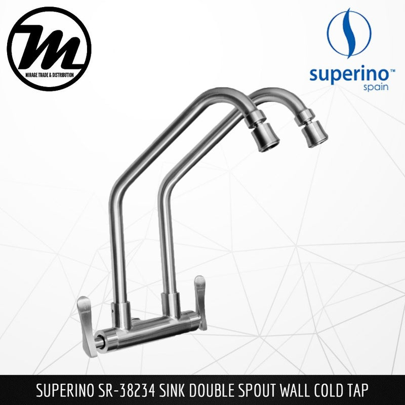 SUPERINO Double Spout Wall Sink Tap SR38234 - Mirage Trade & Distribution