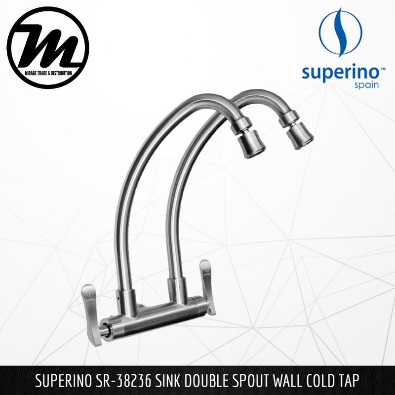 SUPERINO Double Spout Wall Sink Tap SR38236 - Mirage Trade & Distribution