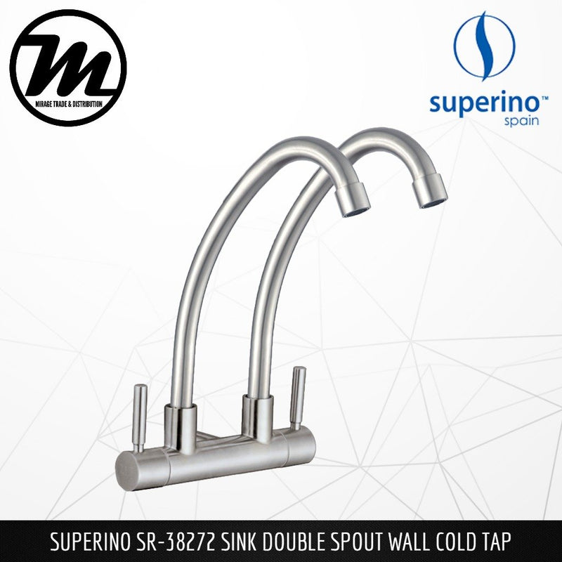 SUPERINO Double Spout Wall Sink Tap SR38272 - Mirage Trade & Distribution
