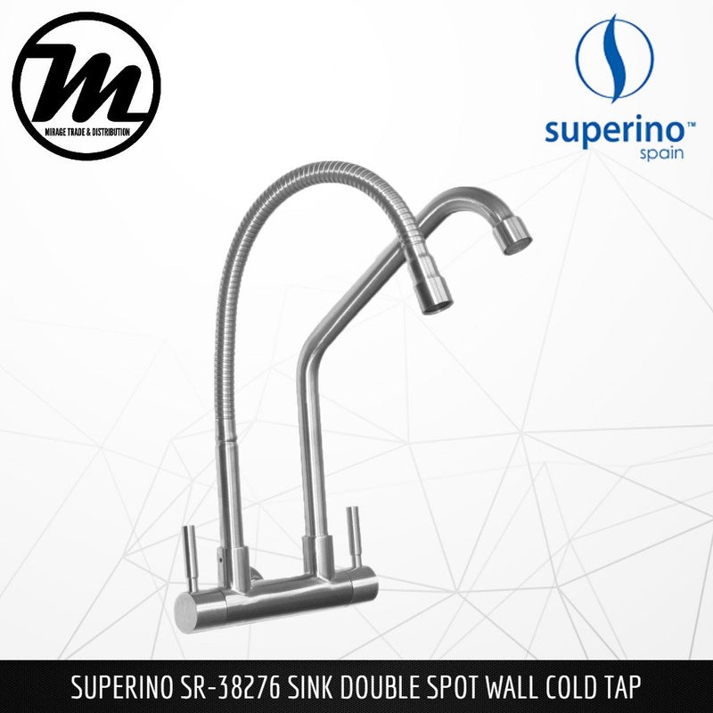 SUPERINO Double Spout Wall Sink Tap SR38276 - Mirage Trade & Distribution