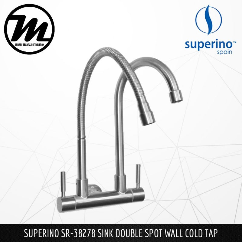 SUPERINO Double Spout Wall Sink Tap SR38278 - Mirage Trade & Distribution