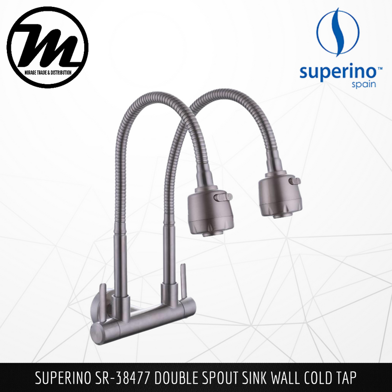 SUPERINO Double Spout Wall Sink Tap SR38477 - Mirage Trade & Distribution