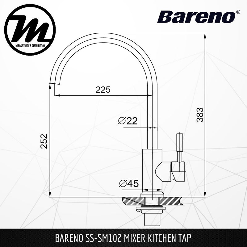 BARENO PLUS Pillar Sink Mixer SS-SM102 - Mirage Trade & Distribution