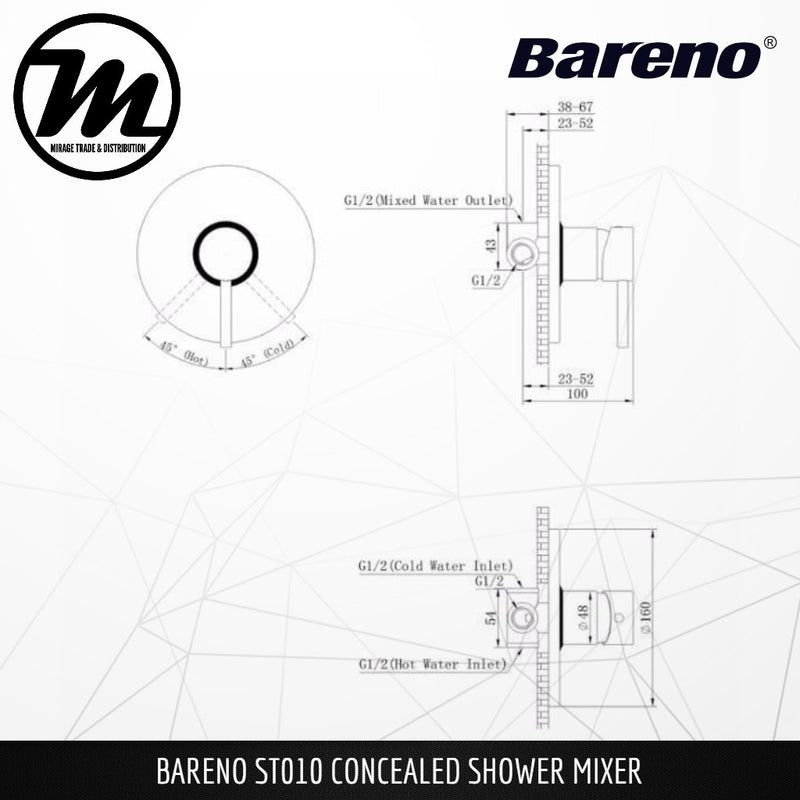 BARENO PLUS Concealed Shower Mixer ST010 - Mirage Trade & Distribution