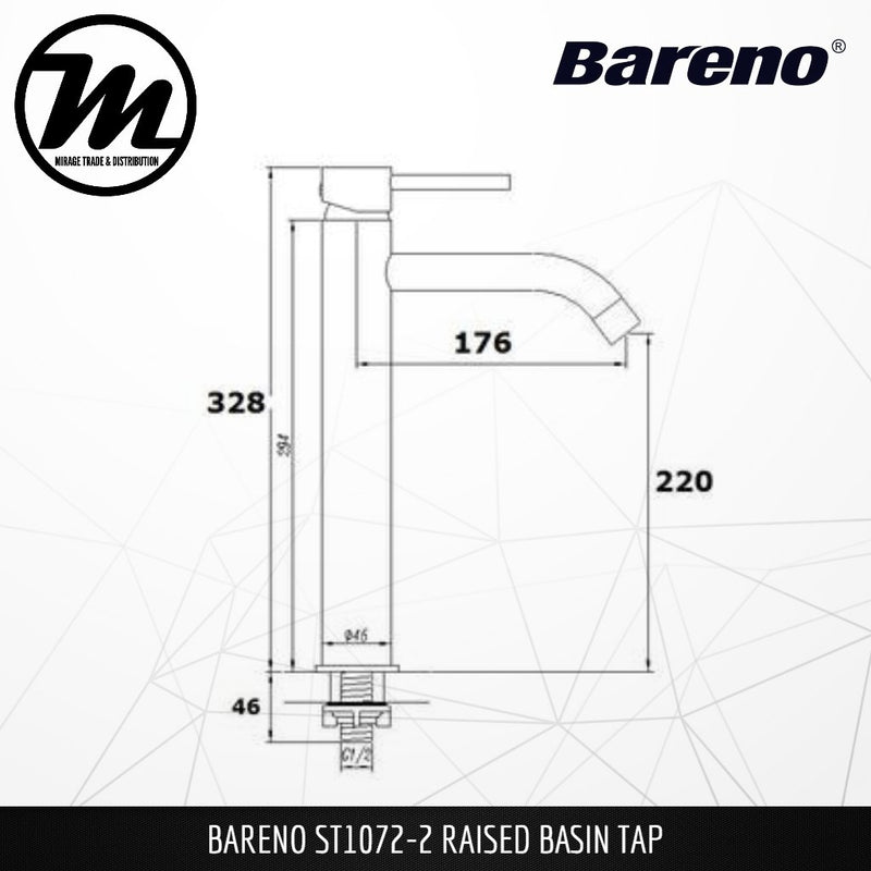 BARENO PLUS Raised Basin Tap ST1072-2 - Mirage Trade & Distribution