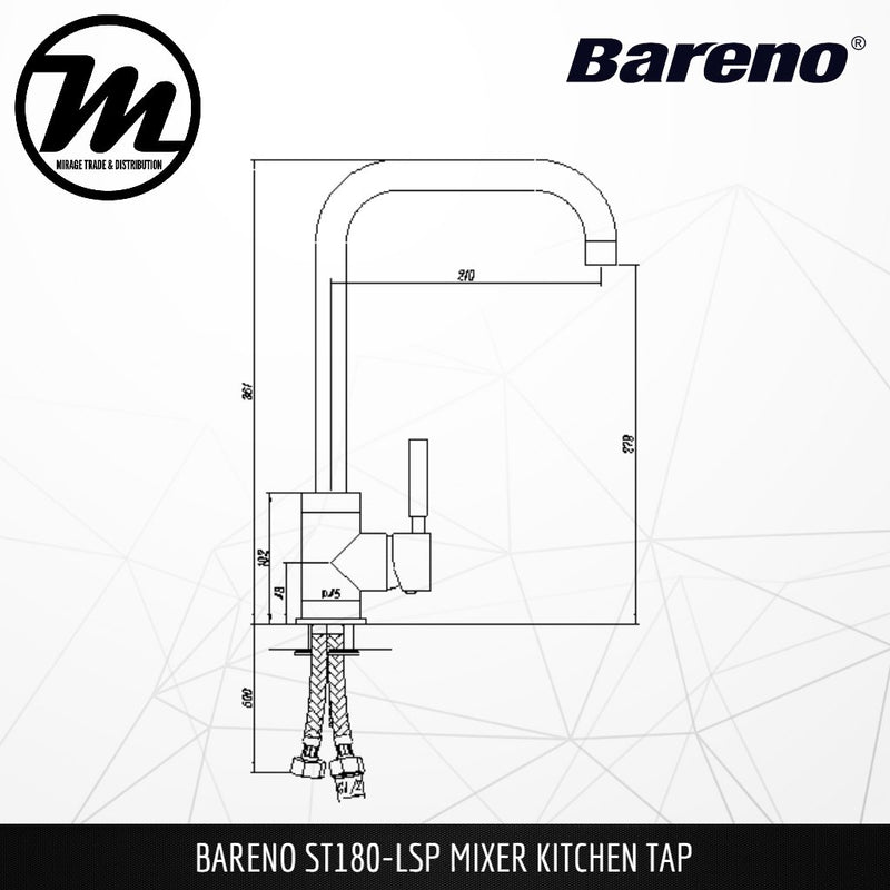 BARENO PLUS Pillar Sink Mixer ST-180-LSP - Mirage Trade & Distribution