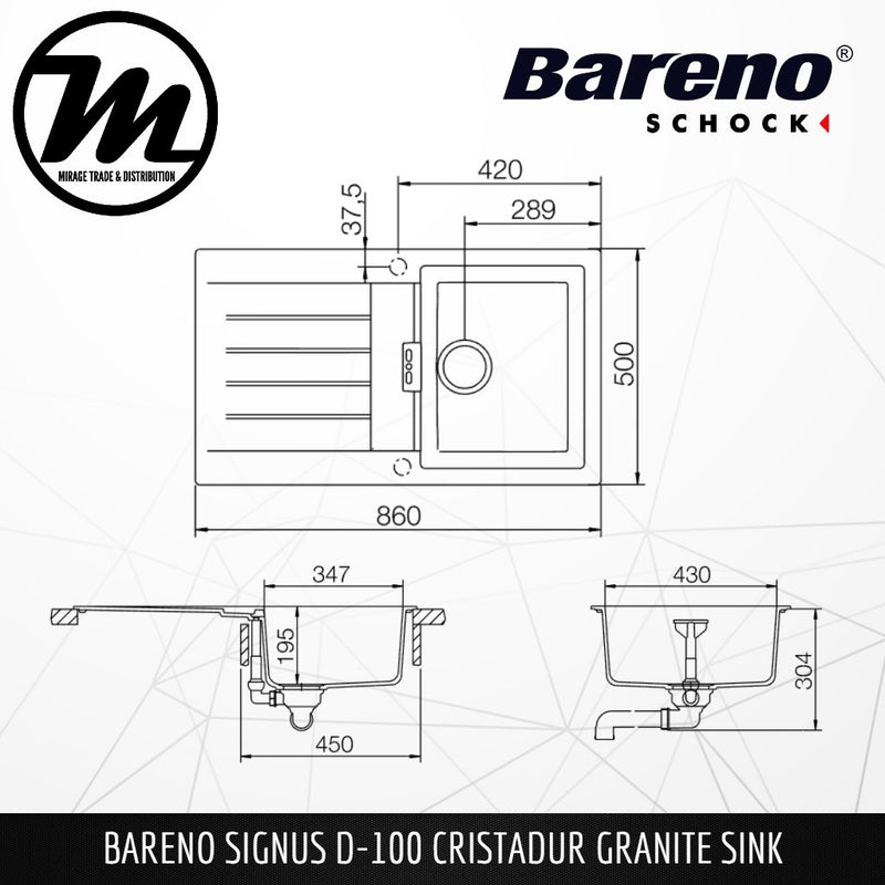 SCHOCK Granite Sink Cristadur Signus D-100 - Mirage Trade & Distribution