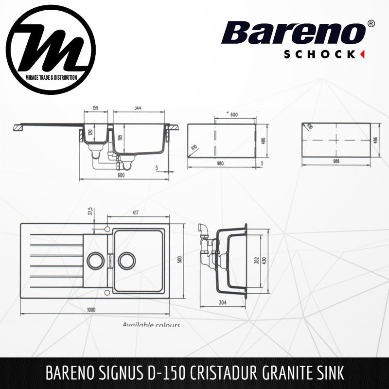 SCHOCK Granite Sink Cristadur Signus D-150 - Mirage Trade & Distribution