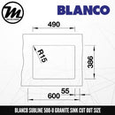 BLANCO Subline 500-U Silgranit™ PuraDur™ Granite Sink With InFino™ Waste - Mirage Trade & Distribution