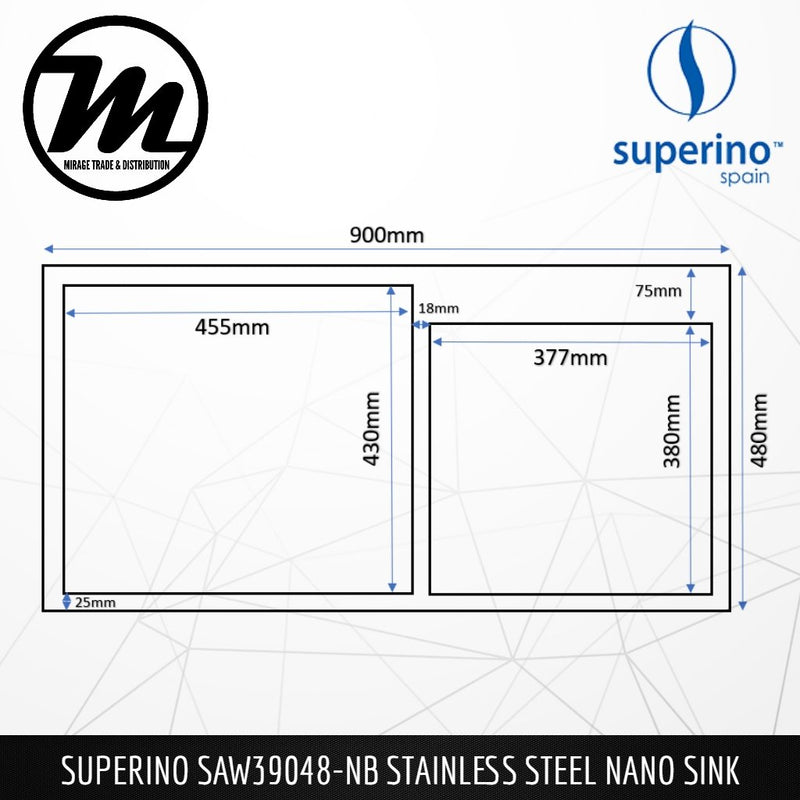 SUPERINO Stainless Steel SUS304 NANO BLACK Sink SAW39048-NB - Mirage Trade & Distribution
