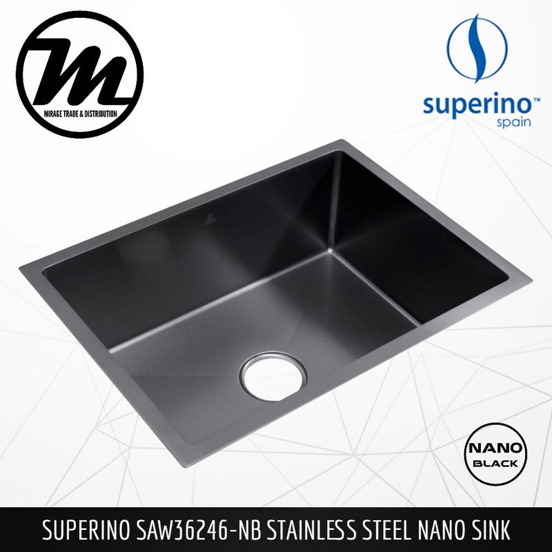 SUPERINO Stainless Steel SUS304 NANO BLACK Kitchen Sink SAW36246-NB - Mirage Trade & Distribution