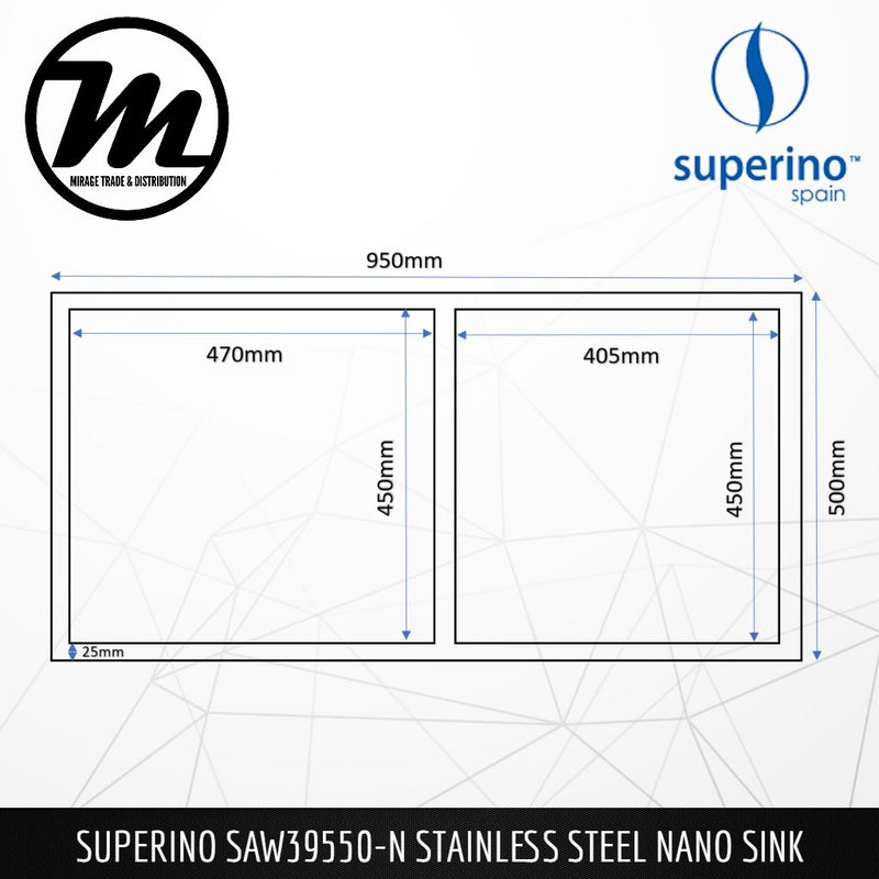 SUPERINO Stainless Steel SUS304 NANO GREY Sink SAW39550-N - Mirage Trade & Distribution