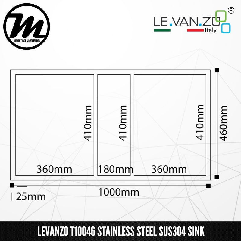 LEVANZO Signature 7 Stainless Steel SUS304 Kitchen Sink T10046 - Mirage Trade & Distribution