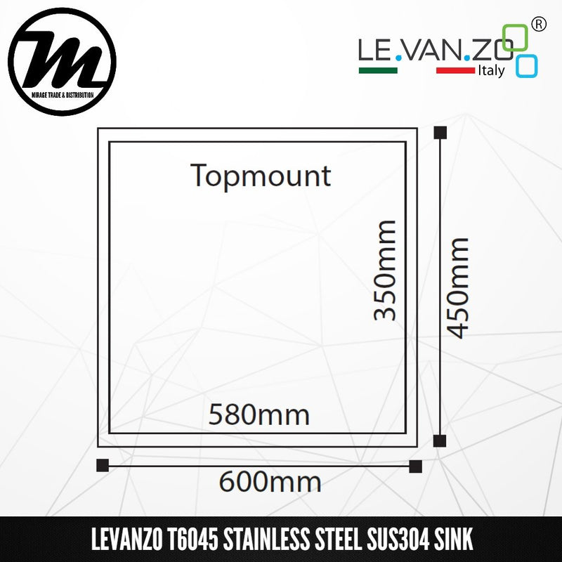 LEVANZO Stainless Steel SUS304 Kitchen Sink T6045 - Mirage Trade & Distribution