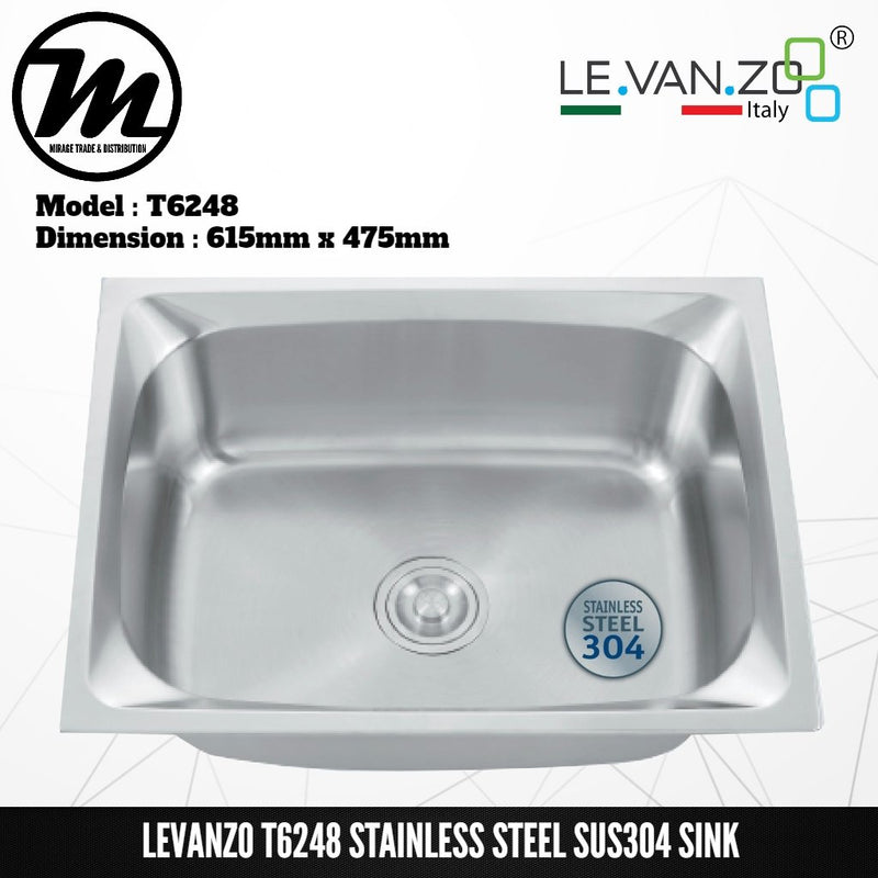 LEVANZO Stainless Steel SUS304 Kitchen Sink T6248 - Mirage Trade & Distribution