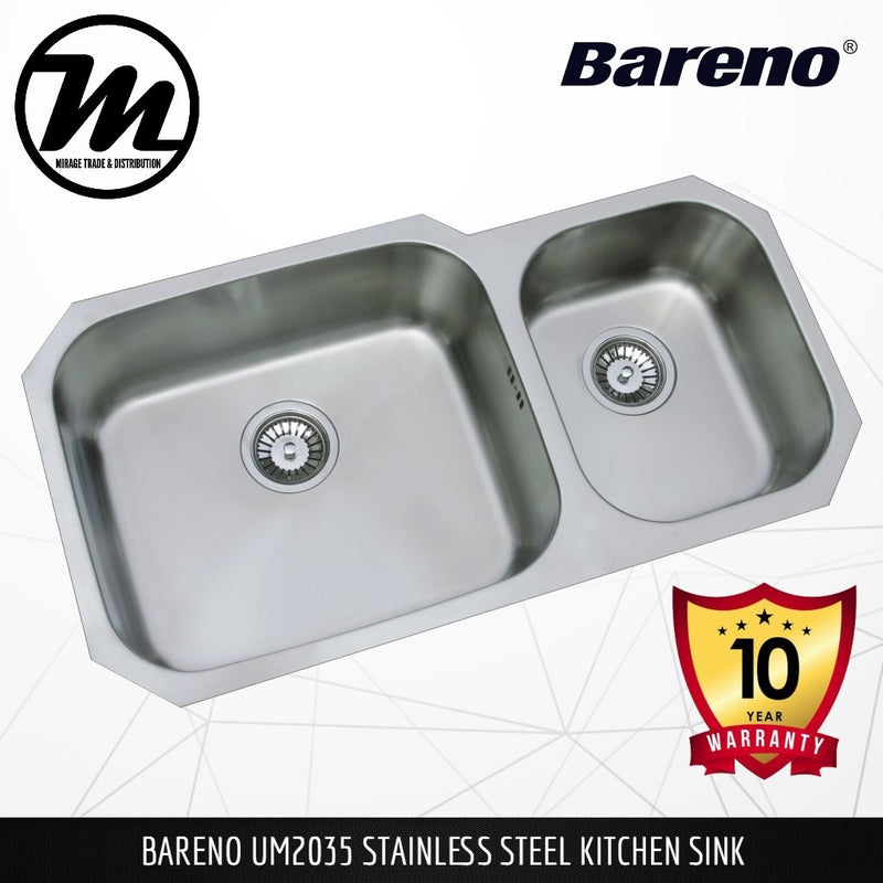 BARENO Kitchen Sink UM2035 Undermount SUS304 with 10 Year Warranty - Mirage Trade & Distribution