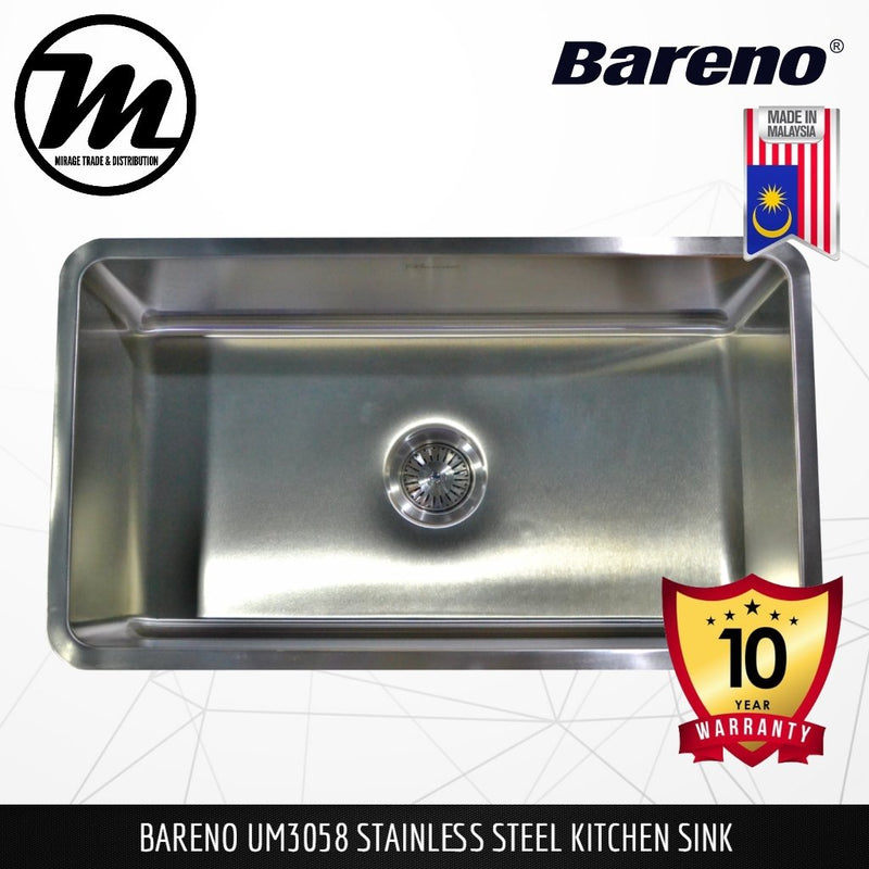 BARENO Kitchen Sink UM3058 Undermount SUS304 with 10 Year Warranty with 1.5 Thickness - Mirage Trade & Distribution