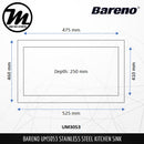 BARENO Kitchen Sink UM3053 Undermount SUS304 with 10 Year Warranty with 1.5 Thickness - Mirage Trade & Distribution