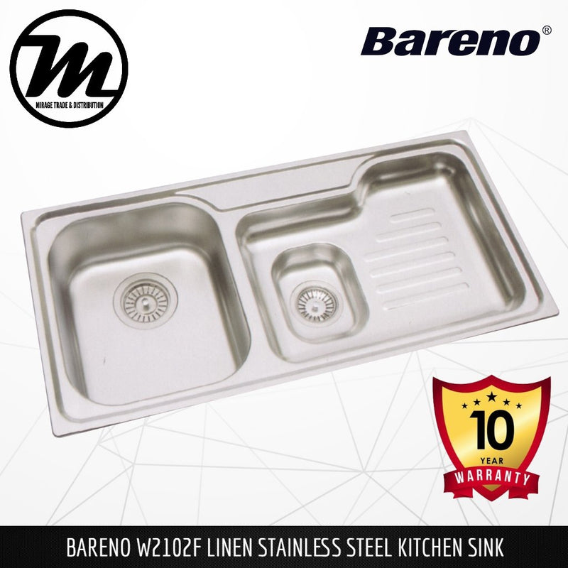 BARENO Kitchen Sink W2102F (Linen) Top Mount SUS304 with 10 Year Warranty - Mirage Trade & Distribution