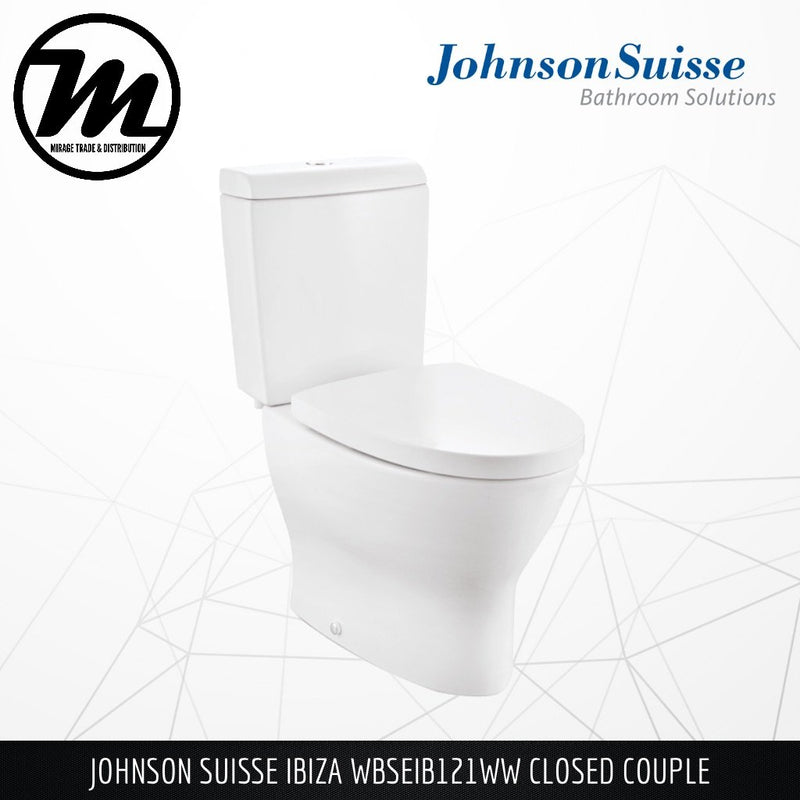 JOHNSON SUISSE Ibiza Closed Couple Toilet Bowl WBSEIB121WW, WBSEIB131WW, WBSEIB151WW - Mirage Trade & Distribution