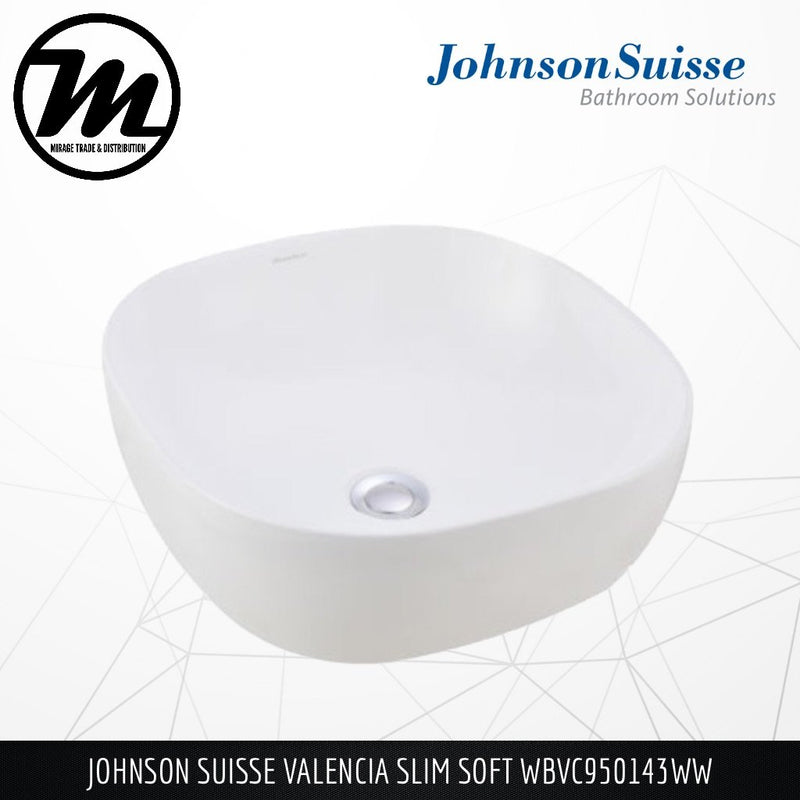 JOHNSON SUISSE Valencia Slim Soft Counter Top Basin WBVC950143WW - Mirage Trade & Distribution