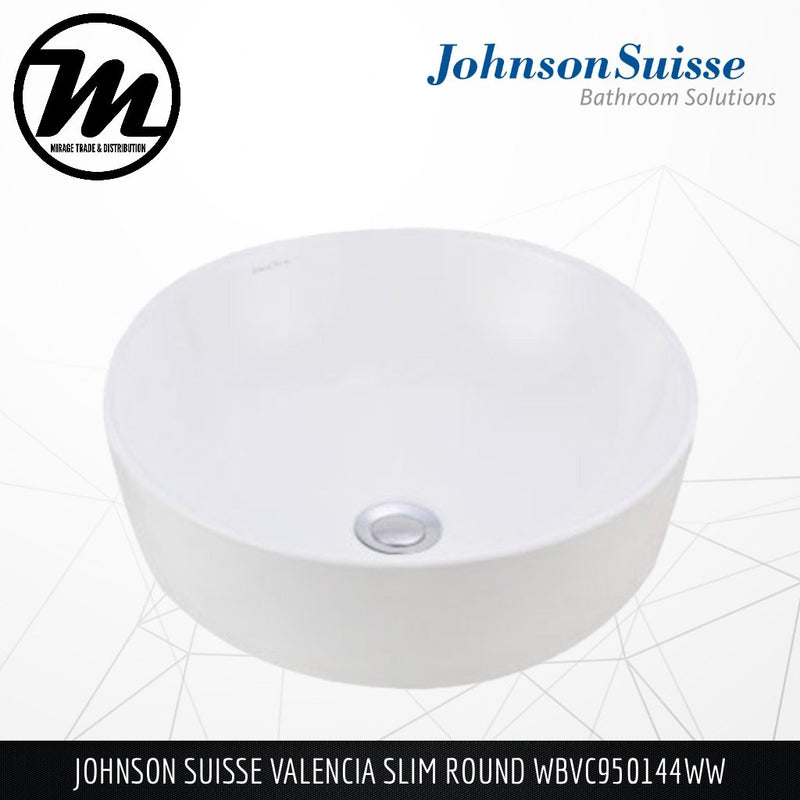 JOHNSON SUISSE Valencia Slim Round Counter Top Basin WBVC950144WW - Mirage Trade & Distribution