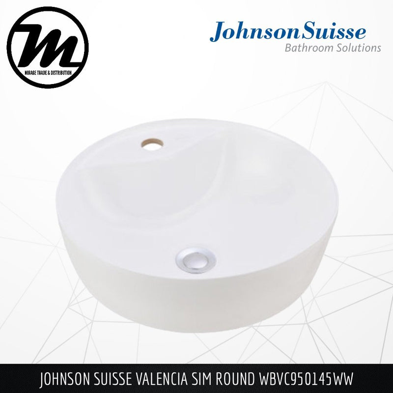 JOHNSON SUISSE Valencia Slim Round Counter Top Basin WBVC950145WW - Mirage Trade & Distribution